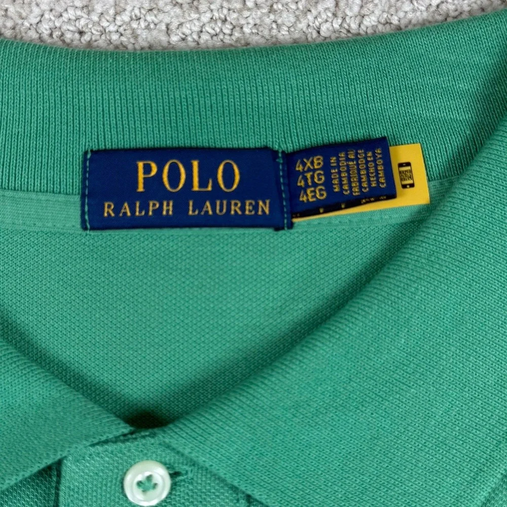 NEW Polo Ralph Lauren Mens 4XB Green Short Sleeve Pique Cotton Pony Polo Shirt
